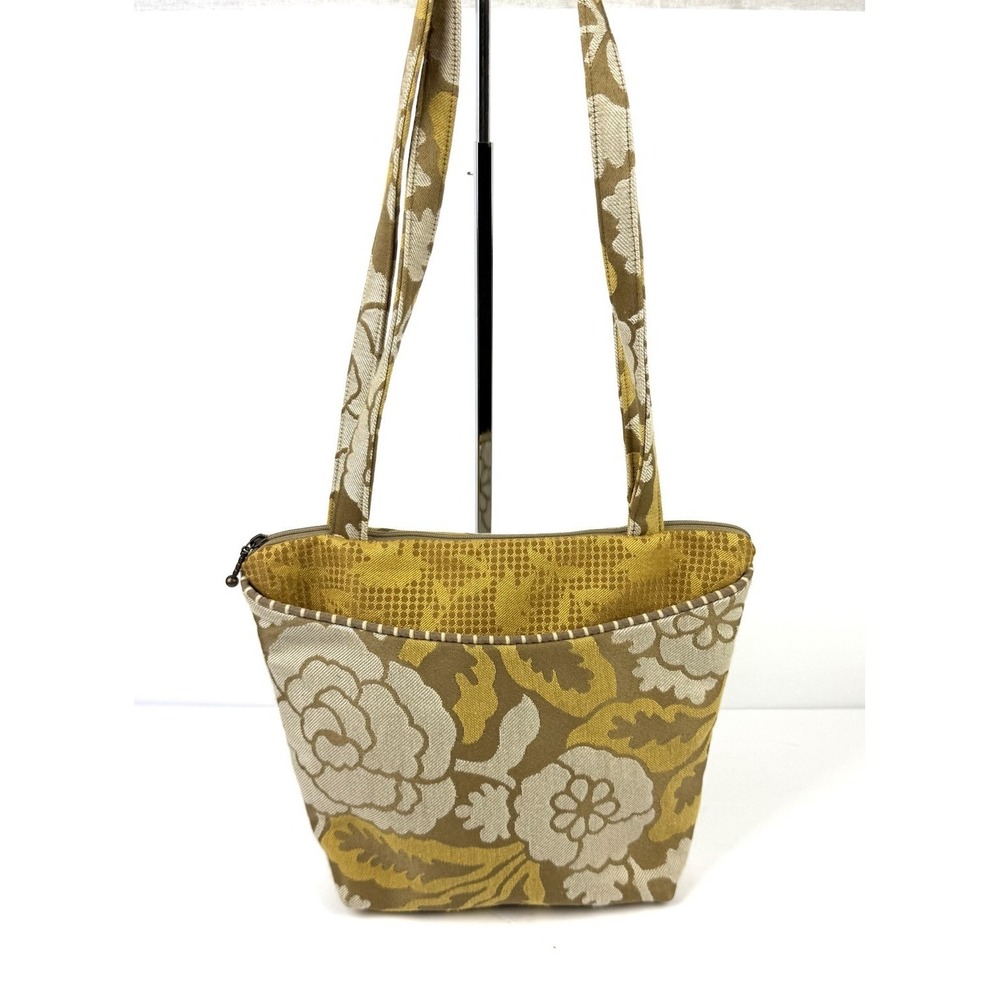 Maruca Handbag Yellow Tan Floral Tapestry Handbag Handmade Colorado USA
